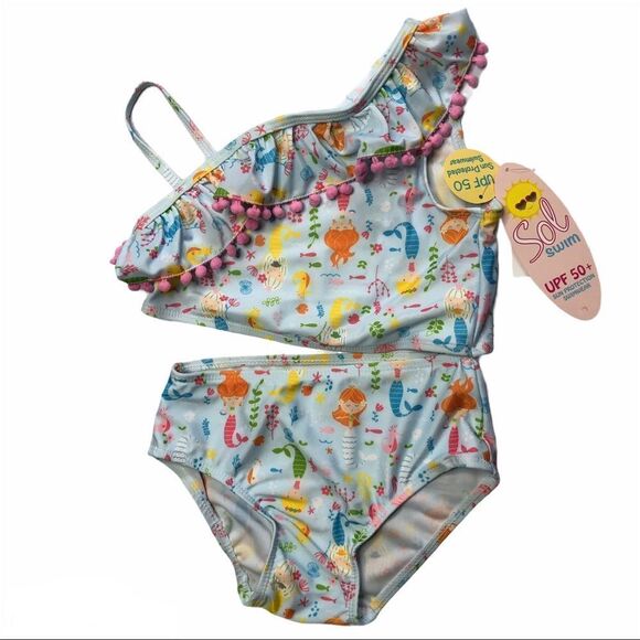 Sol 2 piece Swimsuit with Mermaid Prints 5 Toddler UPF50+